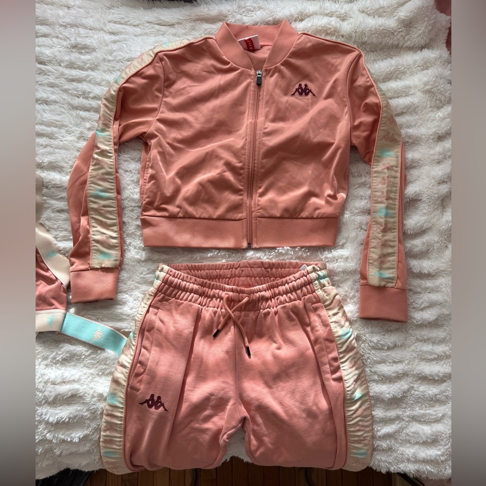 Comfy Kappa Pink Logo Matching Jacket & Jogger Set